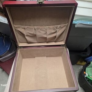 Elegant Wooden Storage Box with Red Finish